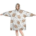 thumbnail image 1 of Football with Symbols Pattern Wearable Oversized Blanket,Wearable Blanket Hoodie for Adults,Cozy Hooded Blankets with Super Pockets,Super Warm Fuzzy Pullover for Women & Men, 1 of 6