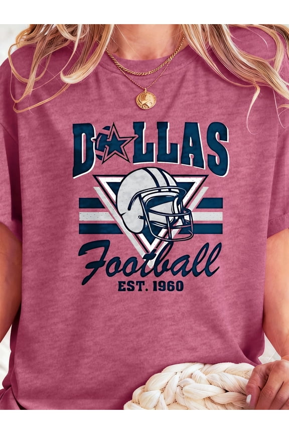 Football T-Shirt for Women Game Day Graphic shirt Football Team Fans Short Sleeve Top