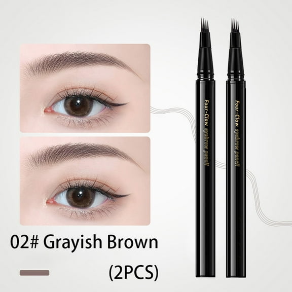 Microblading Eyebrow Pencil Water Proof Eyebrow Pencil 4 Fork Tips Brow Pencil 24 Hours Long Lasting Natural Look 01# Teal Brown 02# Grayish Brown 03# Grayish Black 0.55ml Per Eyebrow Template for