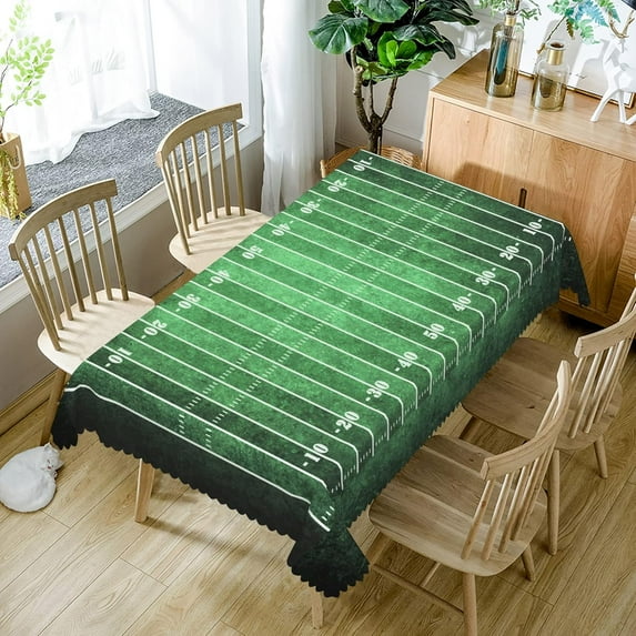 Football Tablecloth, 60x84 Inch Green Grass Lawn Football Field Rectangle Polyester Fabric Table Cloth,Washable Table Cover for Soccer Centrepiece Tables Sport Boy Birthday Party Decoration
