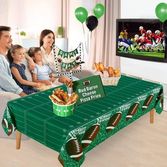 Football Tablecloth Fabric, 60x84 Inches - Rectangle Superbowl Tablecloth 2023, Green Party Table Cloth for Indoor Dining Outdoor Camping