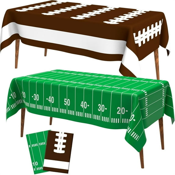 Football Tablecloth, Football Party D rations 2 PCS Disposable Football Table Cloth Plastic Football Table Cover for Birthday SuperBowl Games Tailgates Supplies Football Party D ration 108" x 54"
