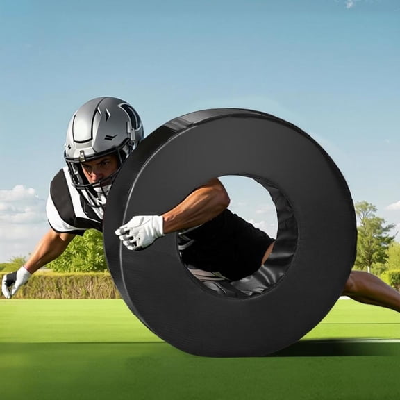 Football Tackle Wheel Training Dummy, Waterproof Pvc, High-Density Sponge, Straps, Black, 1 Pcs