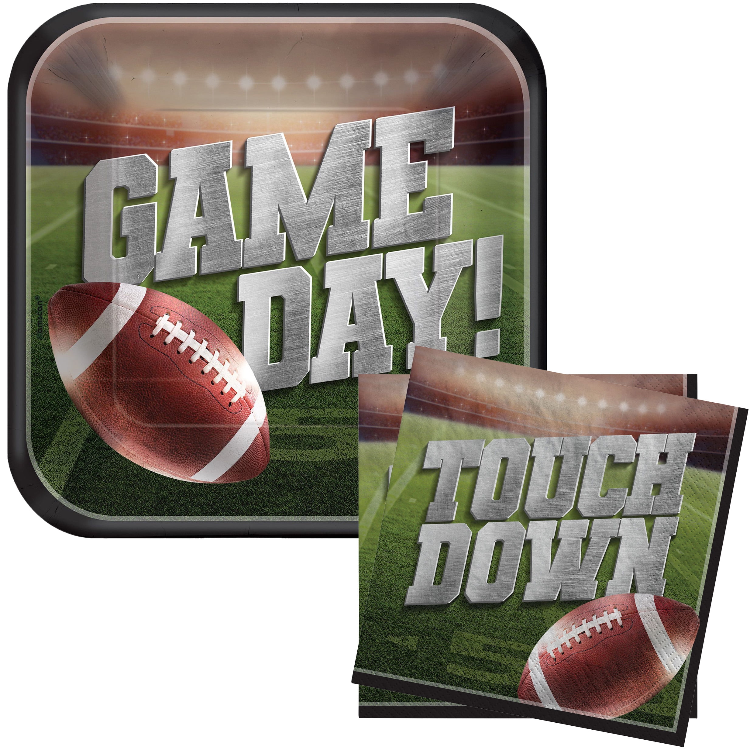 VEIL ENTERTAINMENT Football Tailgate Party Game Day Touch Down 54pc Plates & Napkins, Serves 18