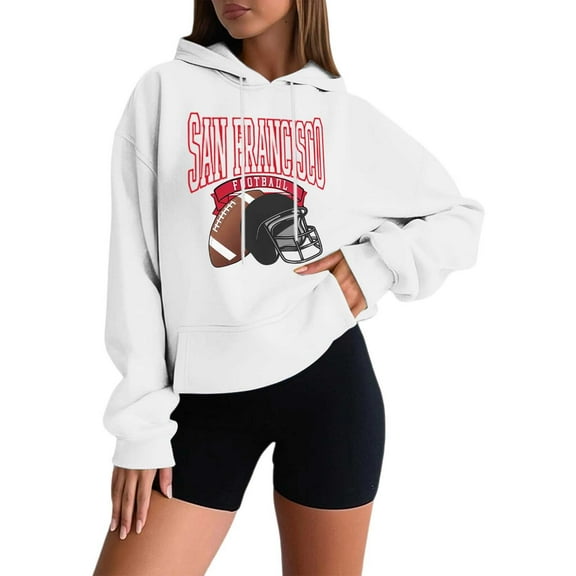 Football Team City Sweatshirts for Women Fall Winter Long Sleeve Crewneck Football Graphic Sweatshirt Pullover Tops
