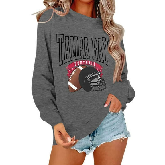 Football Team City Sweatshirts for Women Fall Winter Long Sleeve Crewneck Football Graphic Sweatshirt Pullover Tops