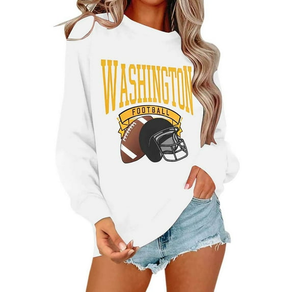 Football Team City Sweatshirts for Women Fall Winter Long Sleeve Crewneck Football Graphic Sweatshirt Pullover Tops