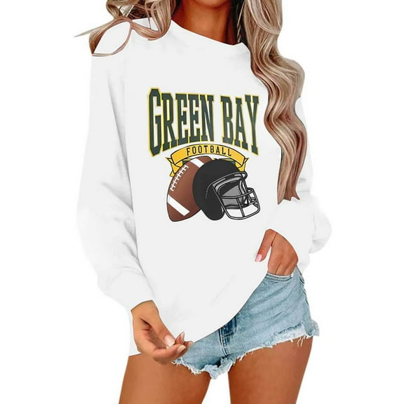 Football Team City Sweatshirts for Women Fall Winter Long Sleeve Crewneck Football Graphic Sweatshirt Pullover Tops