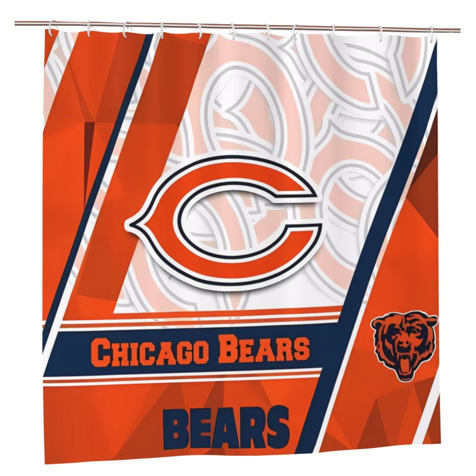 Football Team Custom Bears Theme Waterproof Shower Curtain 72x72 Inch
