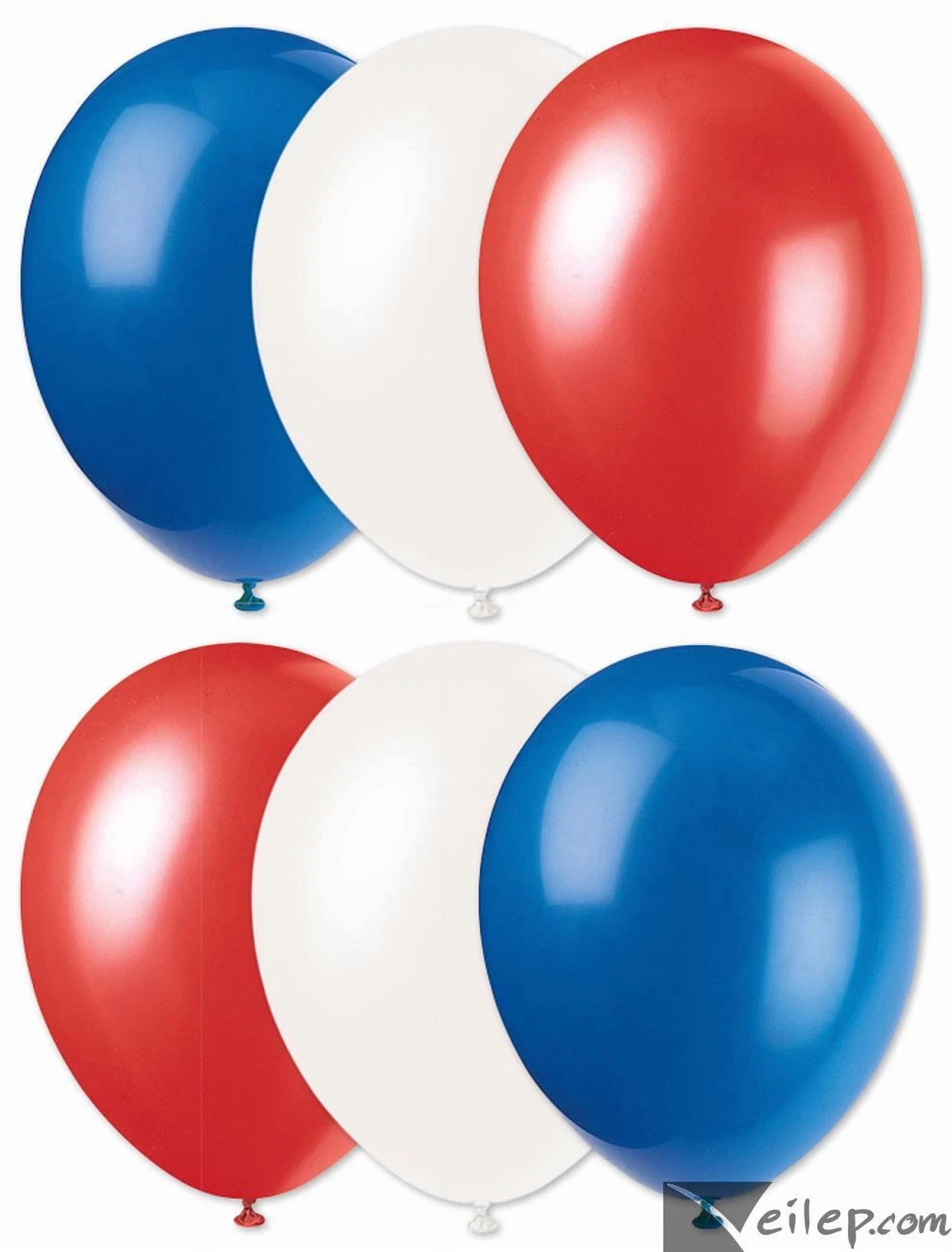 Football Team Fan Solid 3-Color Party 11" Latex Balloons, 6 Ct, Blue Red White
