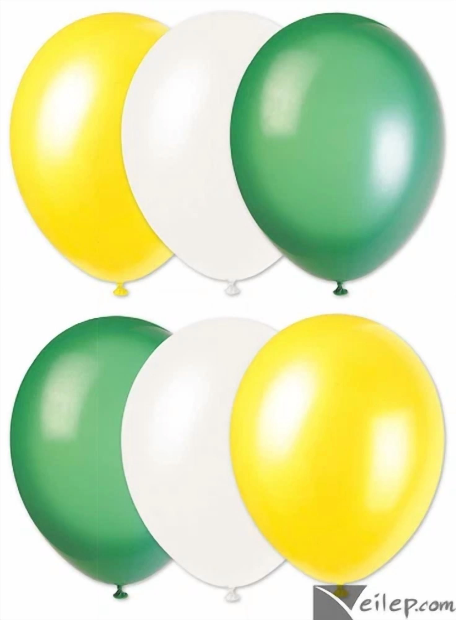 Football Team Fan Solid 3-Color Party 11" Latex Balloons, 6 Ct, Green Gold White