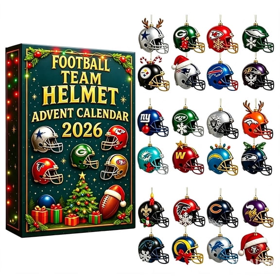 Football Team Advent Calendar 2026 24 Day Christmas Countdown Acrylic Ornament Set for Sports Fans(26cm)