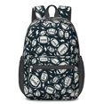 thumbnail image 1 of Football Text Black Pattern 17" School Backpacks for Teens,Waterproof Oxford Fabric,S-Shape Padded Straps for School,Travel,Hiking,Camping, 1 of 6