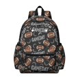 thumbnail image 1 of Football Text Black Pattern Cute School Backpack with Padded Back and Adjustable Shoulder Straps 13.4"x11"x4.7", 1 of 5