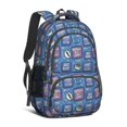 thumbnail image 1 of Football Text Blue Pattern Backpack for School, Cute School Bag with Adjustable Shoulder Straps and Padded Back, 16.9"x12.6"x5.9", 1 of 5