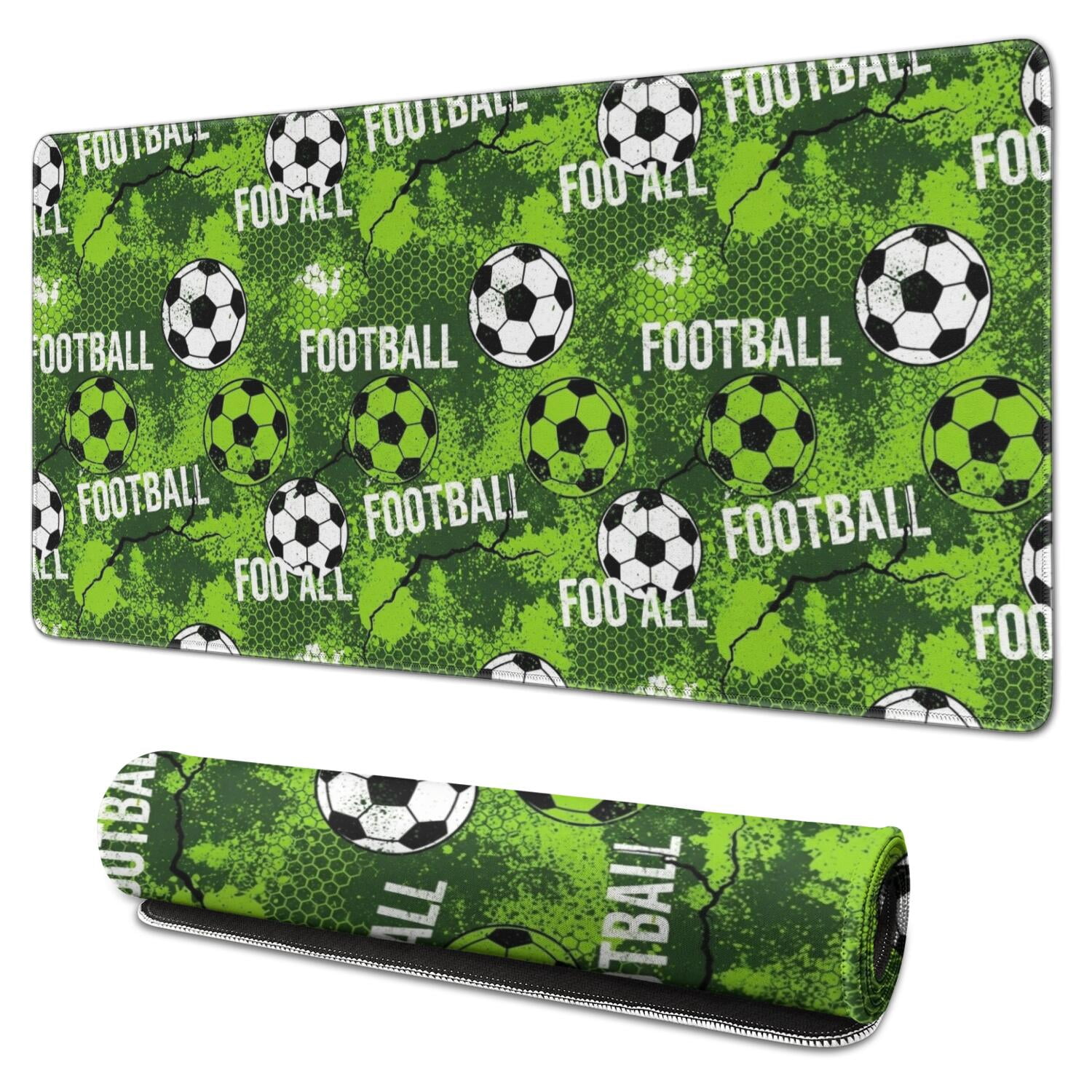 Football and Text Green Pattern Extended Large Mouse Pad, Desk ...