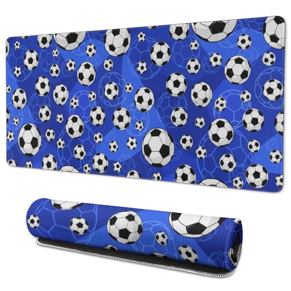 Football and Texture Blue Pattern Extended Large Mouse Pad, Gaming Desk ...