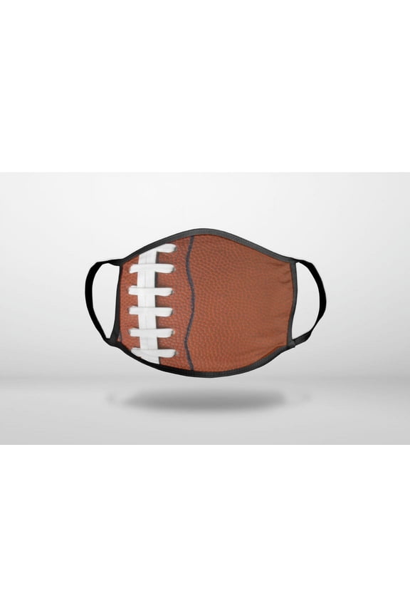 Football Texture Photo Laces - 3-Ply Reusable Soft Cloth Face Covering, Unisex, Cotton Inner Layer