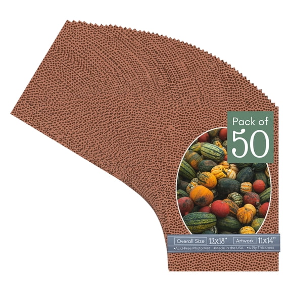 Football Texture Picture Frame Mat for 12x18 Frames - Oval Opening for 11x14 Photos - 50 Mats
