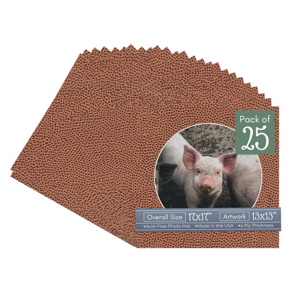 Football Texture Picture Frame Mat for 17x17 Frames - Circle Opening for 13x13 Photos - 25 Mats