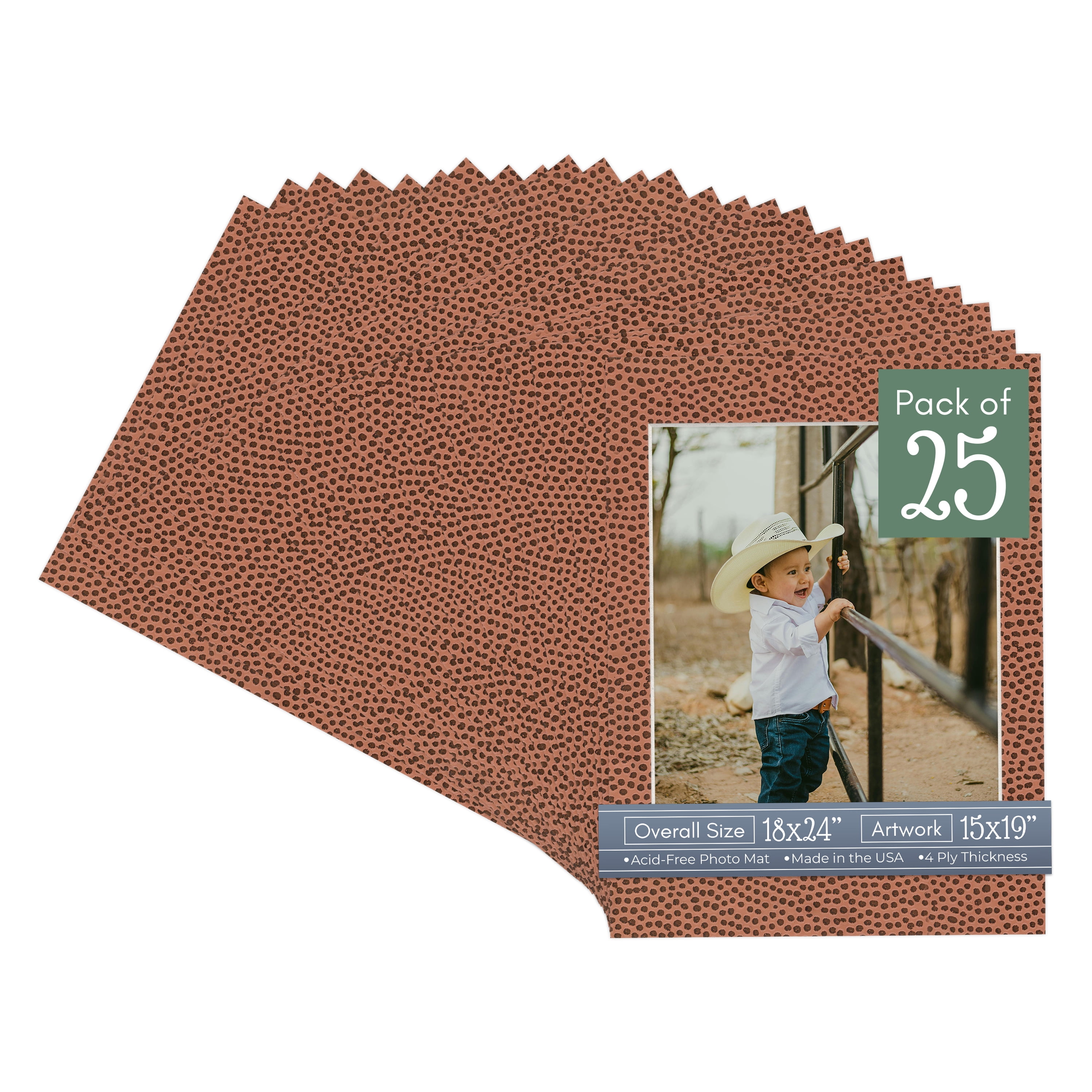 Football Texture Picture Frame Mat for 18x24 Frames - Fits 15x19 Photos - 25 Mats