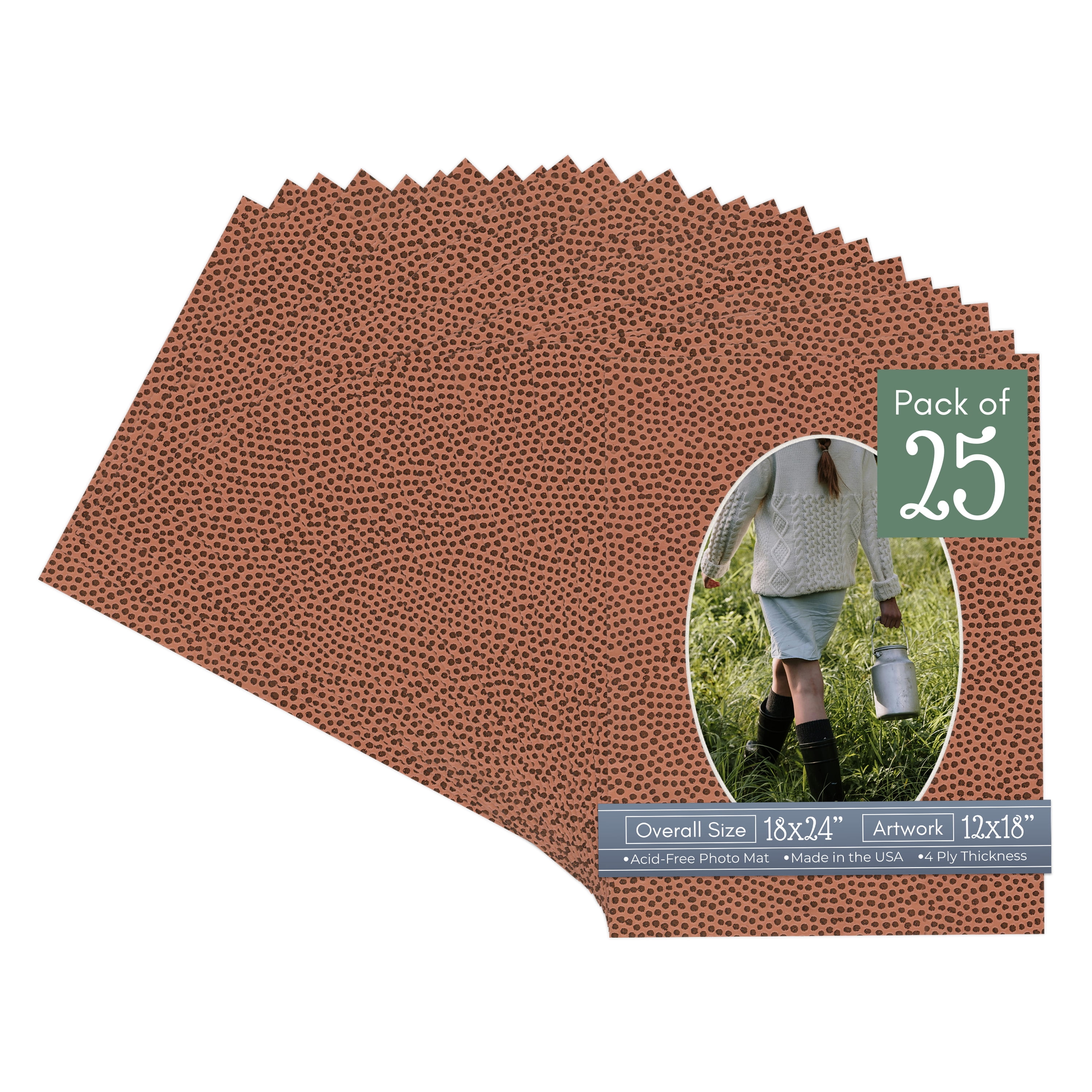 Football Texture Picture Frame Mat for 18x24 Frames - Oval Opening for 12x18 Photos - 25 Mats