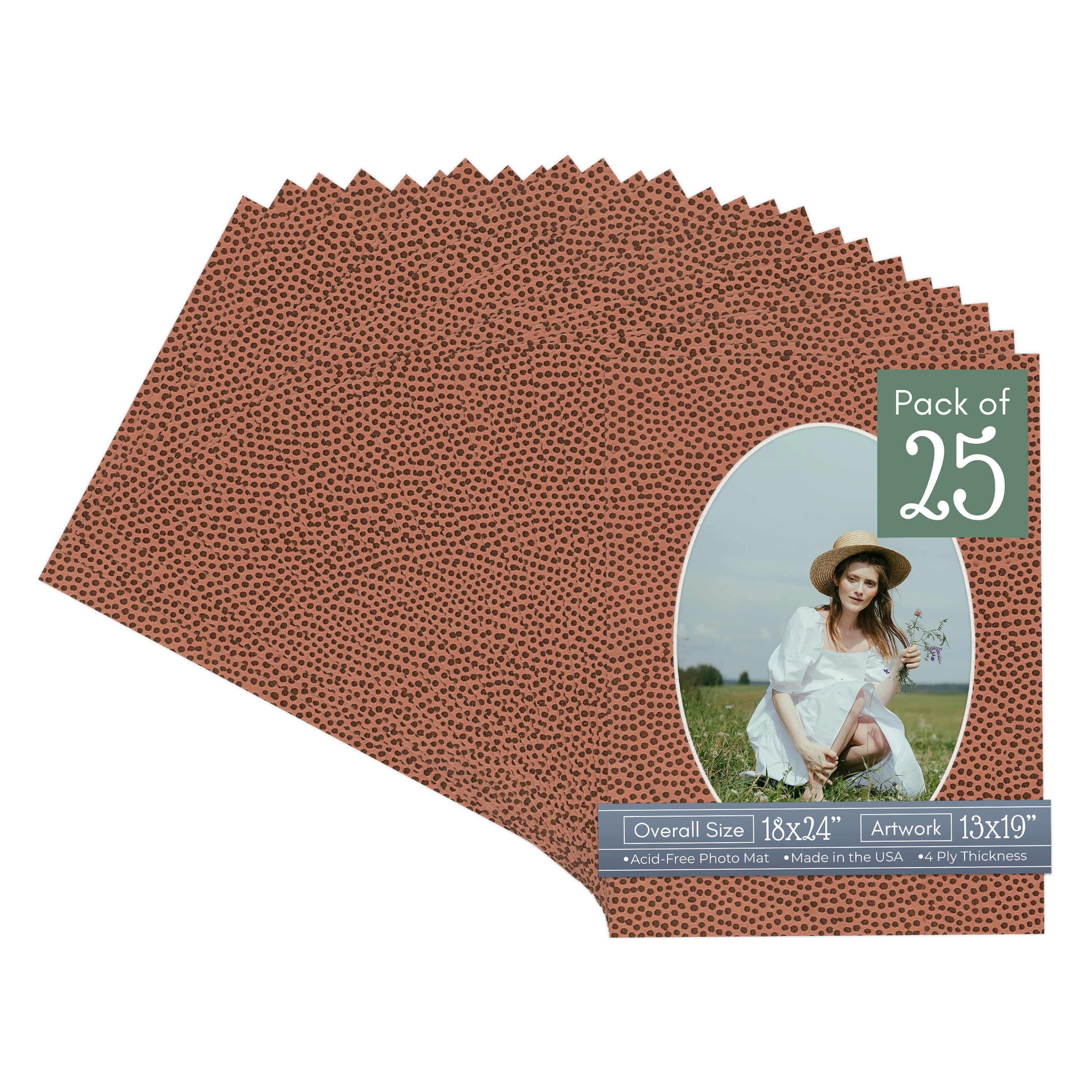 Football Texture Picture Frame Mat for 18x24 Frames - Oval Opening for 13x19 Photos - 25 Mats