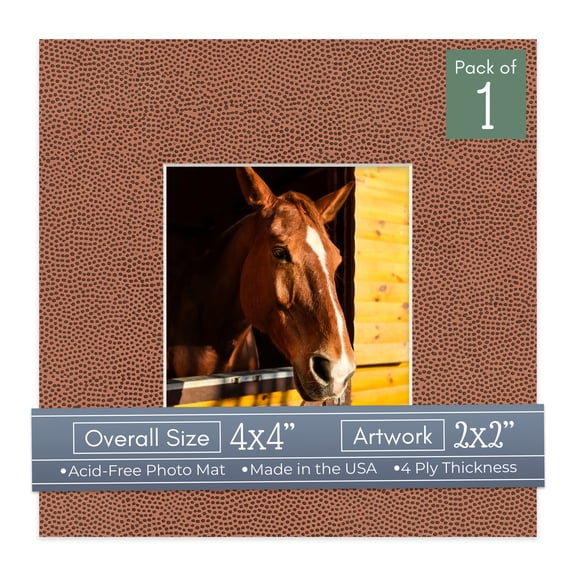 Football Texture Picture Frame Mat for 4x4 Inch Frames - Fits 2x2 Photos - 1 Mat