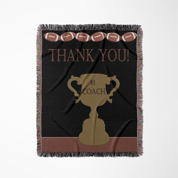 Football Thank You Coach, Woven Blanket