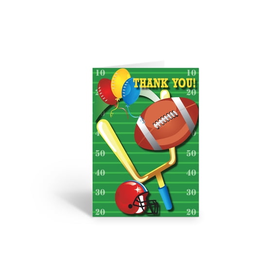 Football Thank You Note Card - 10 Cards and Envelopes - B14148