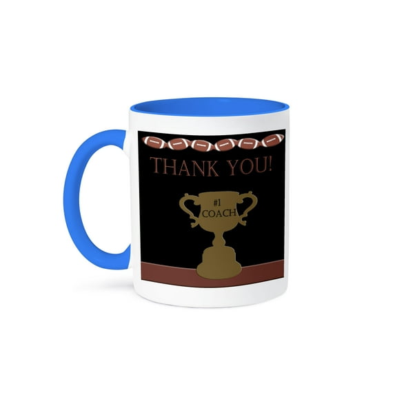 3dRose, Football Thank you Coach, 15oz Two-Tone Blue Mug