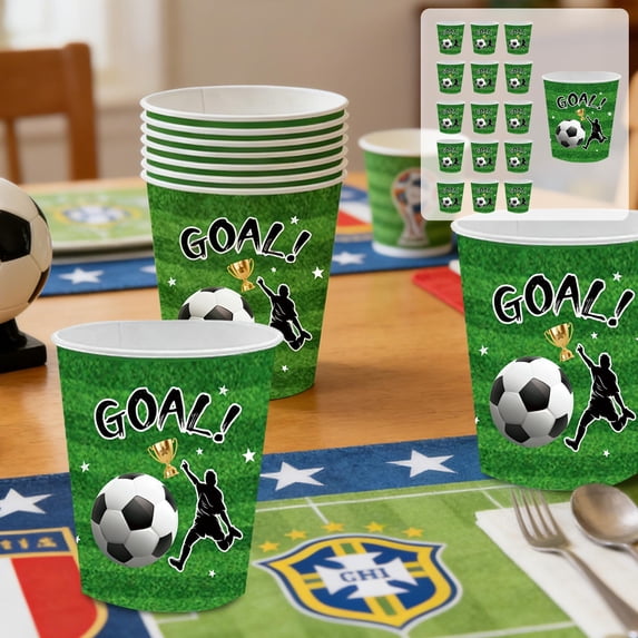 Football Theme Disposable Tableware Green Stadium Plates Paper Cup Tissue Set Party-Themed Paper Plates Disposable Tableware