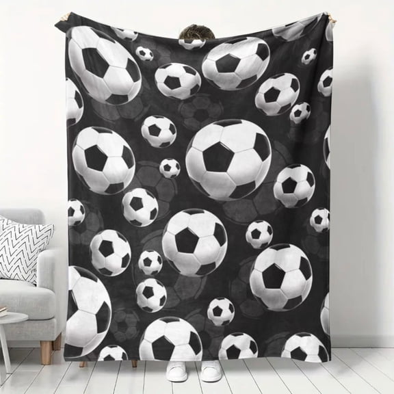 Football Theme Graffiti Print Throw Blanket for Friends and Family Suitable for Sofa Bed Travel Living Room Outdoor Home Decor Comfortable Warm Fluffy Plush Nap Throw Blanket Homes Kitchens
