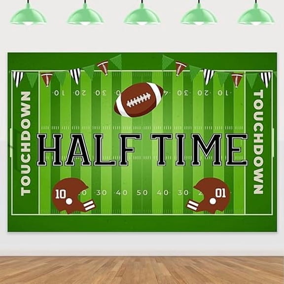 Football Theme Half Year Birthday Party Backdrop Sports Six Months Photography Background 1/2 Birthday Party Football Decorations for Half Birthday Baby Boy Football Party Supplies 5 * 3ft