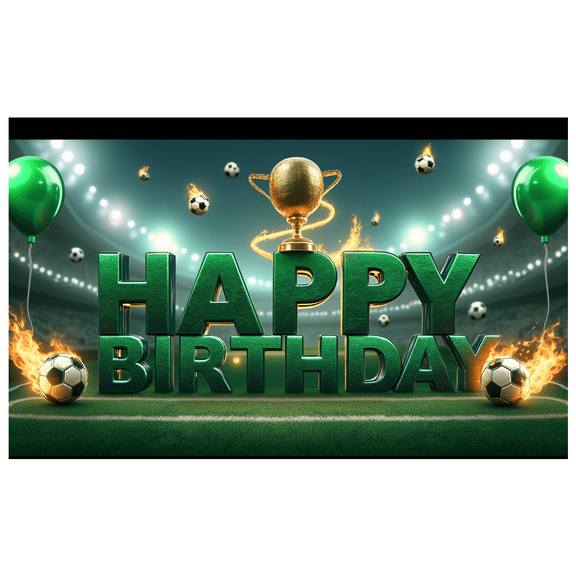 Football Theme Happy Birthday Party Banner Decorative Soccer Ball Balloons Polyester Material for Kids Birthday Celebration Outdoor Event Sports Party