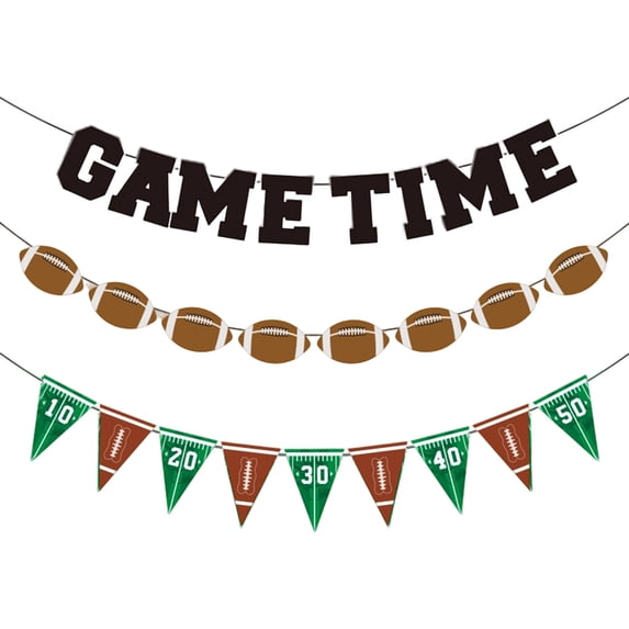 Football Theme Party Decoration Set, Triangular Bunting Flags, Sports Pennant Banner for Bedroom Window Office