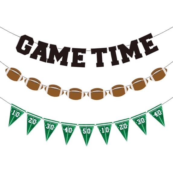 Football Theme Party Decoration Set, Triangular Bunting Flags, Sports Pennant Banner for Bedroom Window Office