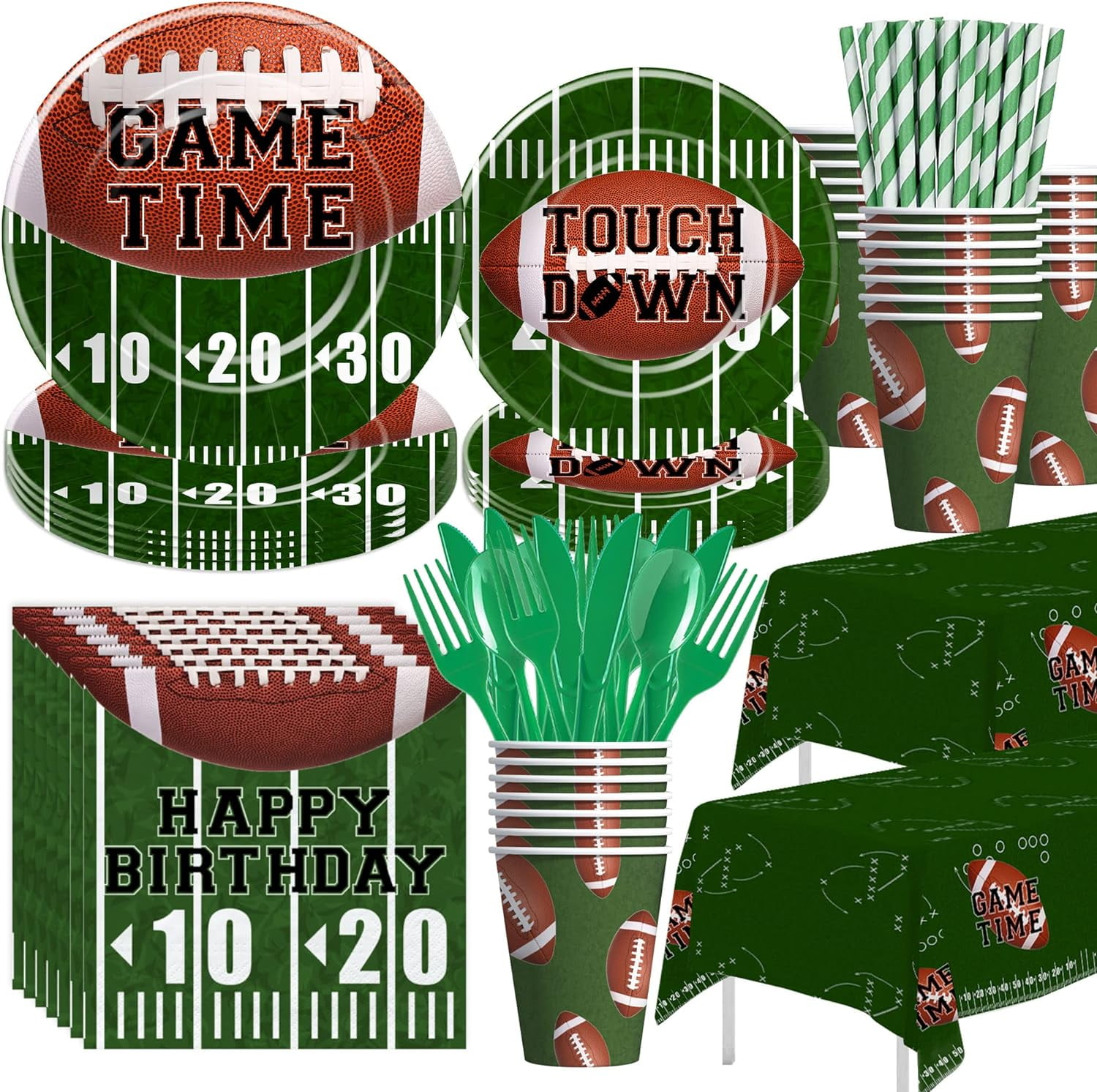 Football Theme Party Supplies Plates, Cups, Napkins, Tablecloth