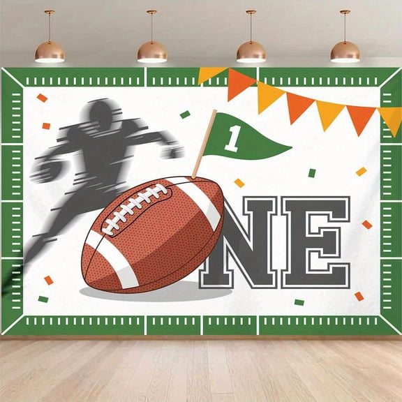 Football Themed 1st Birthday Backdrop for Boys First Year Touchdown Photography Background It's Game Time American Rugby Player One Year Old Birthday Party Decorations Banner Photo Booth Props