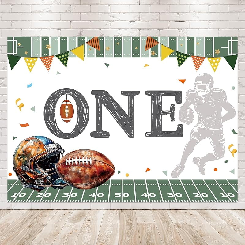 Football Party Birthday Banner & Triangle Flags - Sports Themed Decor For First Birthday Or Game Day - View #7
