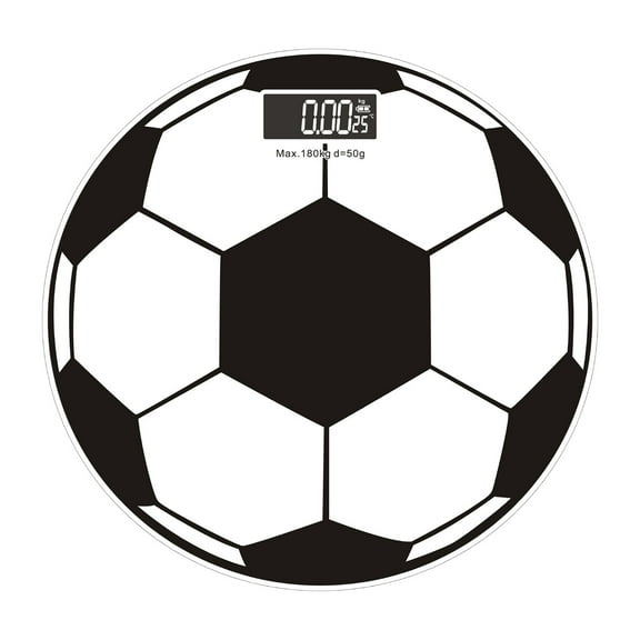 Football Themed Bathroom Scale - Digital Glass Top Weight Scale with USB Charging and Temperature Display, 180kg Capacity