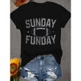 thumbnail image 1 of Football - Themed Graphic Tee, Tops Has "SUNDAY FUNDAY" Text and Football Design, Round Neck Regular Fit T - shirts, Size(S - 5XL), 1 of 5