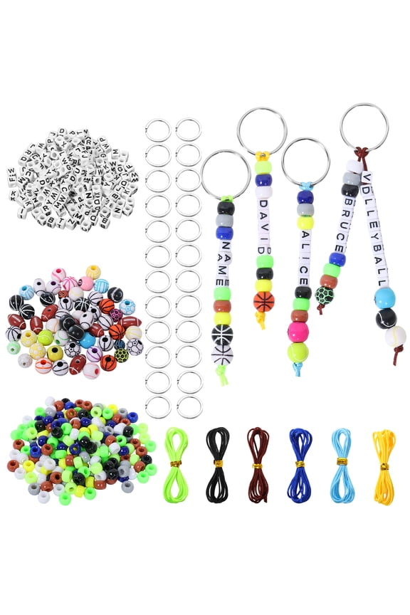 Football Themed Keychain Making Kit Complete Sport Bead Key Chain Craft DIY Keyring Supplies for Parent Child Interaction and Football Enthusiasts