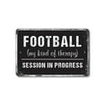 thumbnail image 1 of Football Therapy 8 Inch x 12 Inch Novelty Plastic Sign Kick Back Scream Loud Durable Weatherproof UV Protected Perfect for Man Caves Garages Game Rooms Fun Gift for Fans Coaches Players, 1 of 6