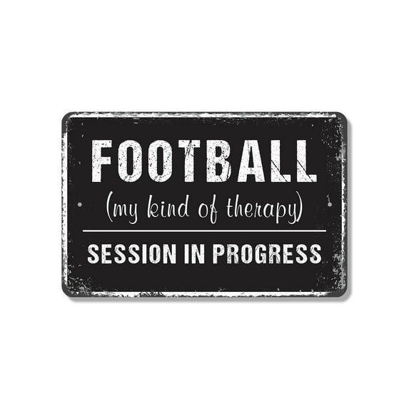 Football Therapy 8 Inch x 12 Inch Novelty Plastic Sign Kick Back Scream Loud Durable Weatherproof UV Protected Perfect for Man Caves Garages Game Rooms Fun Gift for Fans Coaches Players