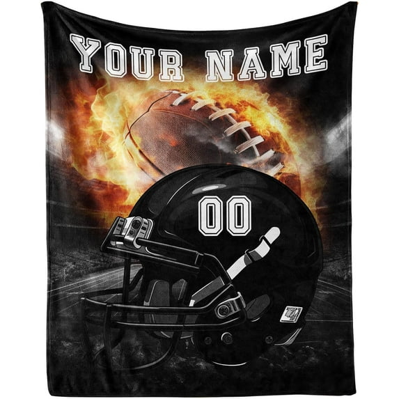 Football Throw Blanket, 50" x 40" Flannel Cool Rugby Themed Stuffed Sport Brown Blankets, Soft Nap Throw Blankets for Home Boys Girls Women Men American Football Lovers Gifts