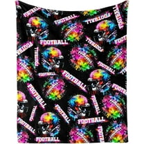 Football Throw Blanket, 50" x 40" Flannel Cool Rugby Themed Stuffed Sport Brown Blankets, Soft Nap Throw Blankets for Home Boys Girls Women Men American Football Lovers Gifts