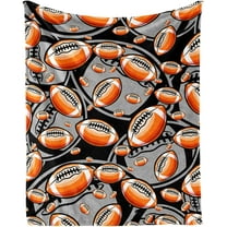 Football Throw Blanket, 50" x 40" Flannel Cool Rugby Themed Stuffed Sport Brown Blankets, Soft Nap Throw Blankets for Home Boys Girls Women Men American Football Lovers Gifts