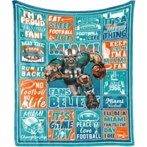 Football Throw Blanket 60"x50", Football Team Color Gifts for Miami Fans, Football Lovers Gifts, Super Cozy Soft Living Room Flannel Blanket