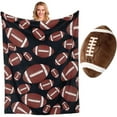 thumbnail image 1 of Football Throw Blanket Gift for Boys Men with Plush Pillow, 50 x 60 Inches Soft Flannel Football Blankets with Fluffy Pillow for Men Couch Sofa Bed Sports Rugby Lover Team Gifts Decoration, 1 of 7